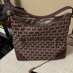 Michael Kors Brown Shoulder Bag with Monogram Design